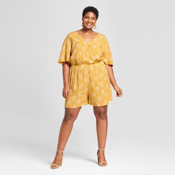 Ava & Viv Pants - Women's Plus Size Floral Print Romper - Ava & Viv
